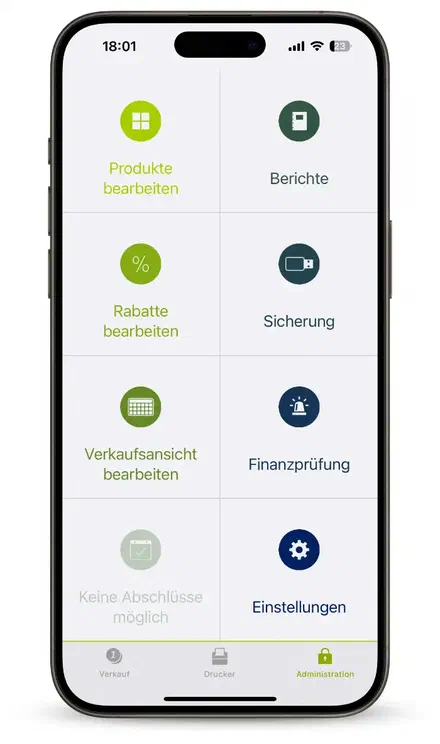 QuickBon Administration auf dem iPhone