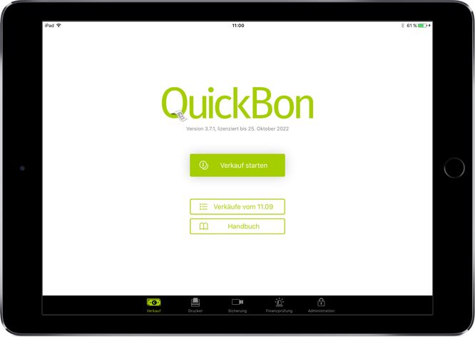 Verkaufsoberfläche des QuickBon Kassensystems