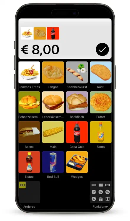 QuickBon Verkaufsansicht auf dem iPhone