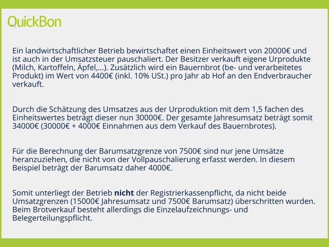 Registrierkassenpflicht anhand eines Beispielbetriebs