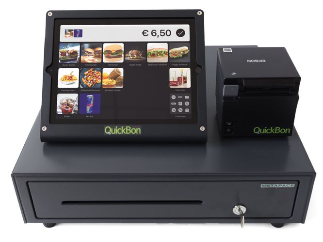 QuickBon Registrierkasse auf dem iPad mit Kassenlade